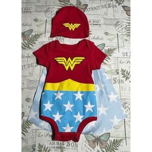 Wonder‎ Woman Baby Girl Costume Bodysuit Cape Hat DC Justice League 3 Piece